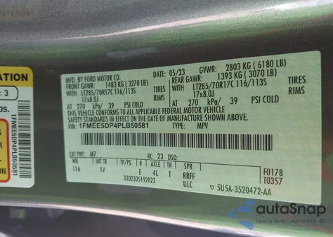 2023 Ford Bronco Badlands from USA, damaged, VIN 1FMEE5DP4PLB50581